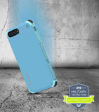 PureGear Soft Blue Dualtek Case Cover + Tempered Glass for iPhone 8 Plus, 7 Plus