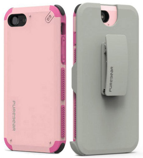 PureGear Pink Dualtek Extreme Rugged Case + Belt Clip for iPhone 7 Plus, 8 Plus