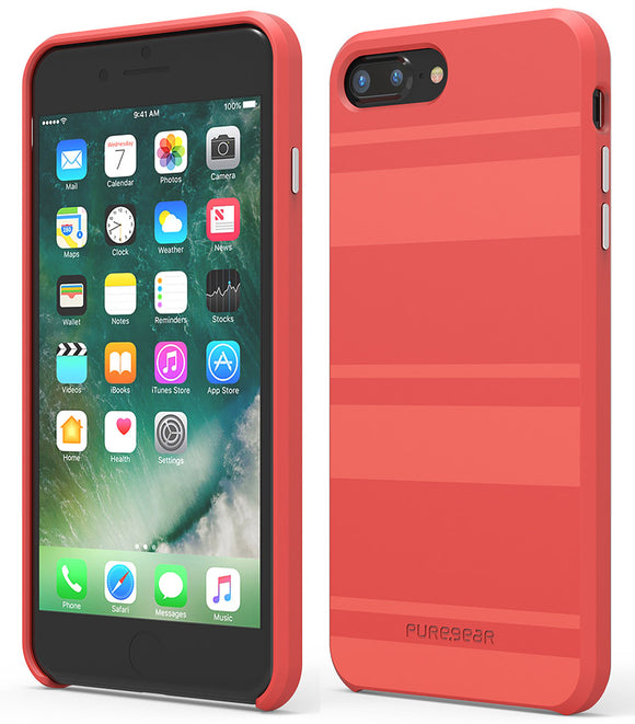 PureGear Deep Coral SOFT-TEK Case Skin Cover for iPhone 8 Plus/7 Plus/6 Plus