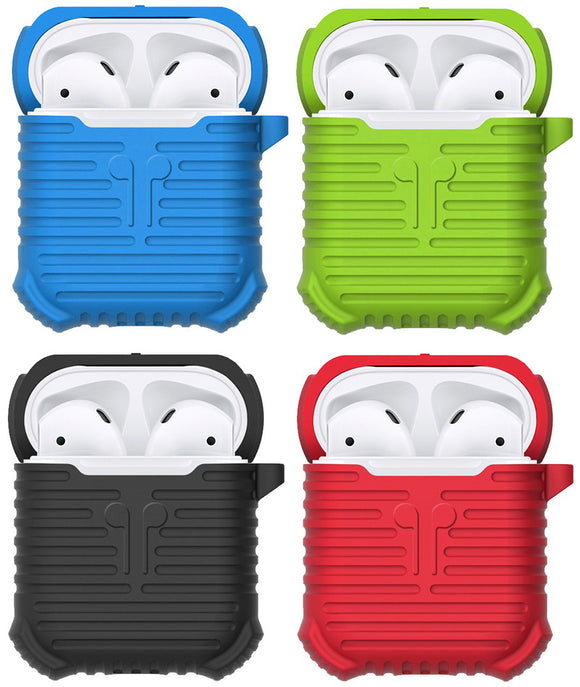 Soft Silicone Protective Carrying Case Cover with Strap Clip for Apple AirPods