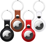 4-Pack Vegan Leather Case Cover with Keychain Ring Attachment for Apple Airtags