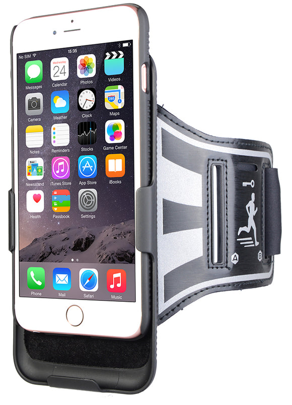 BLACK CASE COVER + ARMBAND STRAP COMBO ROTATING/REFLECTIVE FOR iPHONE 7 PLUS