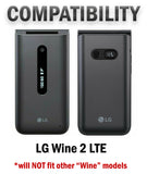 Black Vegan Leather Case with Belt Clip for LG Wine 2 LTE Flip Phone (LM-Y120)