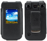 Black Leather Case Screen Cover Belt Clip for AT&T Cingular Flex Flip Phone