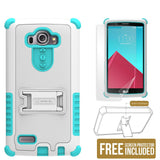 TURQUOISE WHITE TRI-SHIELD SKIN CASE COVER KICKSTAND SCREEN PROTECTOR FOR LG G4