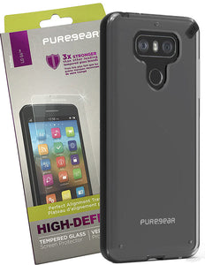 PureGear Black/Clear Slim Shell Case + PureGear Tempered Glass Cover for LG G6