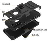 Black Rugged Case Cover Stand and Belt Clip Holster for Motorola Moto G Fast