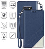 Folio Wallet Case ID Slot Cover Stand + Wrist Strap for Samsung Galaxy S10e