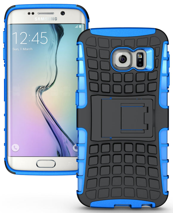BLUE GRENADE GRIP SKIN HARD CASE COVER STAND FOR SAMSUNG GALAXY S6 EDGE SM-G925