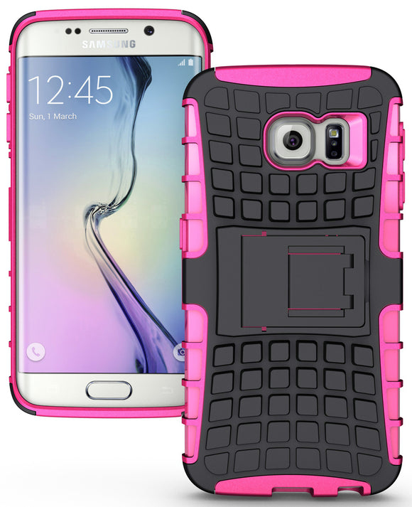 PINK GRENADE GRIP SKIN HARD CASE COVER STAND FOR SAMSUNG GALAXY S6 EDGE SM-G925