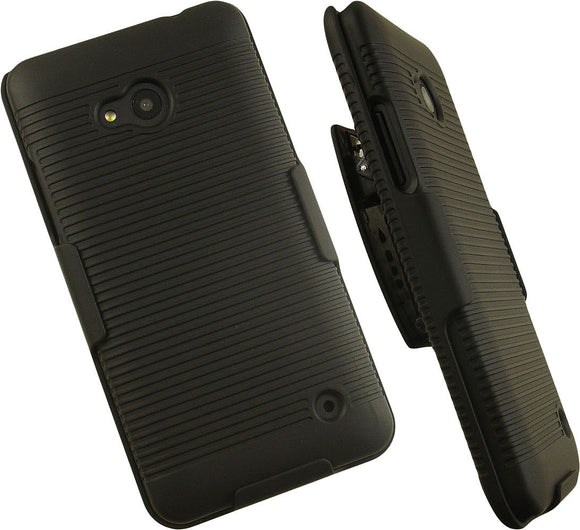 BLACK RUBBERIZED HARD CASE COVER BELT CLIP HOLSTER STAND FOR MICROSOFT LUMIA 640
