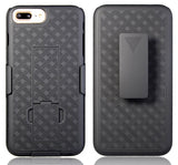 BLACK RUBBERIZED KICKSTAND CASE + BELT CLIP HOLSTER STAND FOR iPHONE 7/8 PLUS
