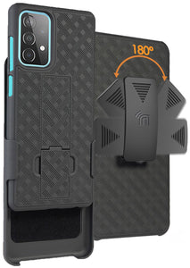 Black Case Kickstand Cover + Belt Clip Holster for Samsung Galaxy A52 5G Phone