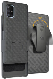 Black Stand Case Cover and Belt Clip Holster for Samsung Galaxy A71 5G (SM-A716)