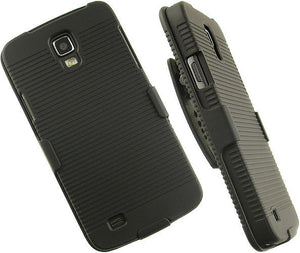 BLACK HARD CASE + BELT CLIP HOLSTER STAND FOR AT&T SAMSUNG GALAXY S4 ACTIVE i537