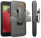 Black Kickstand Case Cover + Belt Clip Holster for Motorola Moto E4 Plus, E4+