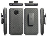 Black Kickstand Case Cover + Belt Clip Holster for Motorola Moto E4 Plus, E4+