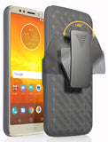 Black Kickstand Case Cover + Belt Clip Holster for Motorola Moto G6 Play/Forge