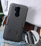Black Rubberized Case Kickstand Cover + Belt Clip Holster for LG G7 ThinQ G7+