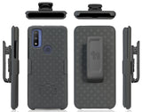 Textured Hard Case Cover Stand and Belt Clip Holster for Moto G Pure (2021)