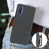Textured Hard Case Cover Stand and Belt Clip Holster for Moto G Pure (2021)