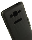 BLACK RIBBED HARD CASE BELT CLIP HOLSTER STAND FOR SAMSUNG GALAXY GRAND PRIME