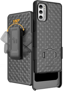 Black Hard Case Cover Stand and Belt Clip Holster for Moto G Stylus 4G (2022)