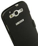 Slim Ribbed Hard Case + Belt Clip Holster for Samsung Galaxy S3 III - Black