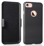 NCP BLACK RIBBED RUBBERIZED CASE COVER + BELT CLIP HOLSTER STAND FOR iPHONE 7/8