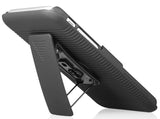 Black Ribbed Case Cover and Belt Clip Holster for iPhone SE 2022 2020 (SE2 SE3)