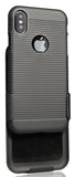 Black Ribbed Hard Case Cover + Belt Clip Holster Combo for Apple iPhone X / 10