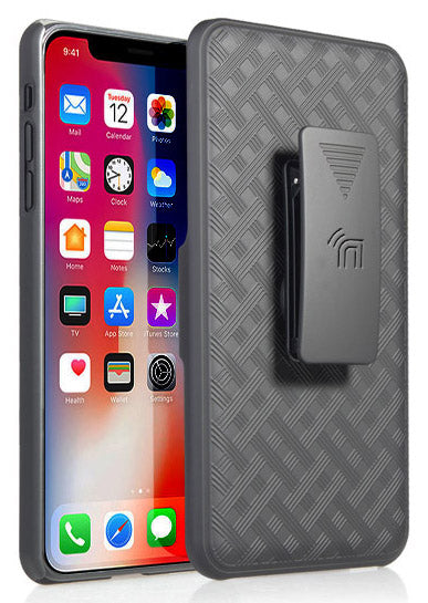 Black Case Kickstand Cover + Belt Clip Holster for Apple iPhone XR 6.1