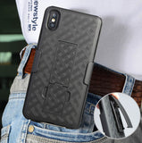 Black Kickstand Case Cover + Belt Clip Holster for Apple iPhone Xs Max 6.5"