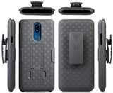 Black Case Kickstand Cover Belt Clip Holster Combo for LG Harmony 3 LMX420
