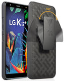 Black Case Kickstand Cover + Belt Clip Holster Combo for LG K40, Solo, K12 Plus