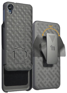 Black Case Kickstand Cover + Belt Clip Holster Holder Combo for Motorola Moto E6
