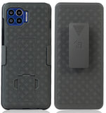 Black Case Cover and Belt Clip Holster for Motorola Moto One 5G Phone (XT2075)