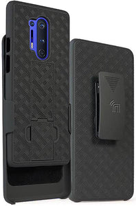 Black Case Kickstand Cover and Belt Clip Holster Holder Combo for OnePlus 8 Pro
