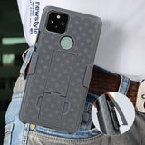 Black Case Kickstand Cover + Belt Clip Holster Holder for Google Pixel 5 (5G)