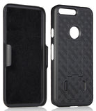 BLACK RUBBERIZED KICKSTAND CASE COVER + BELT CLIP HOLSTER STAND FOR GOOGLE PIXEL