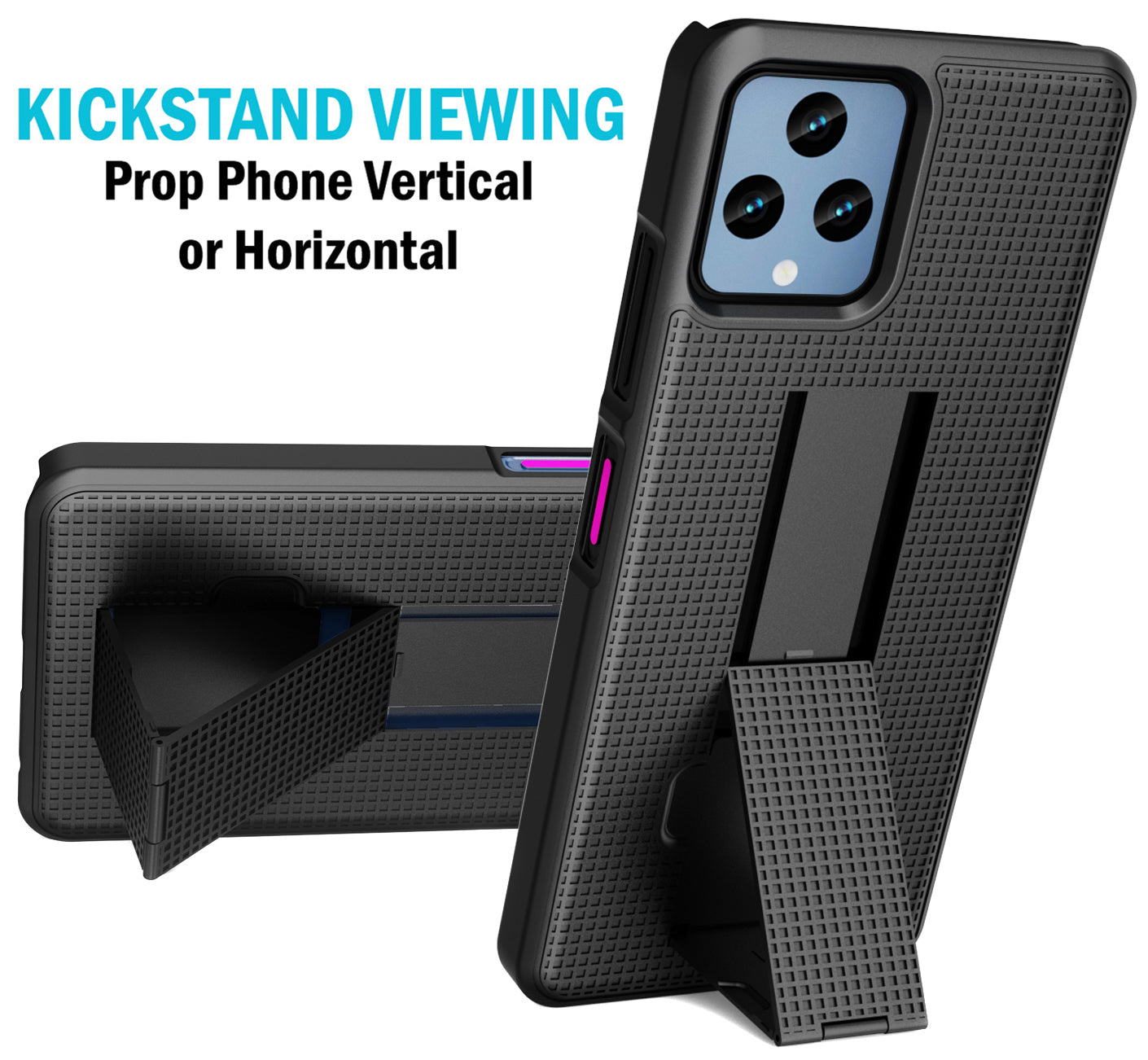 Slim Grid Texture Hard Case Kickstand for T-Mobile REVVL 6 5G / REVVL 6X 5G Blue