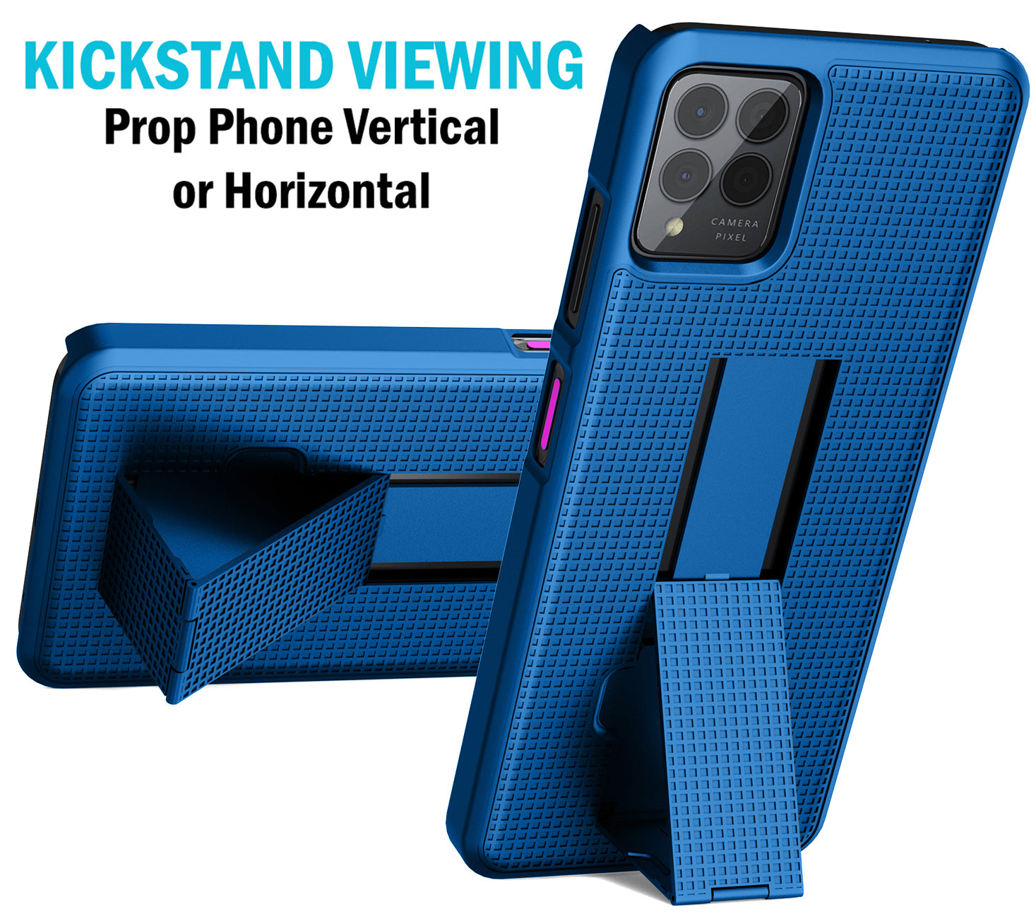 Slim Grid Texture Hard Case Kickstand for T-Mobile REVVL 6