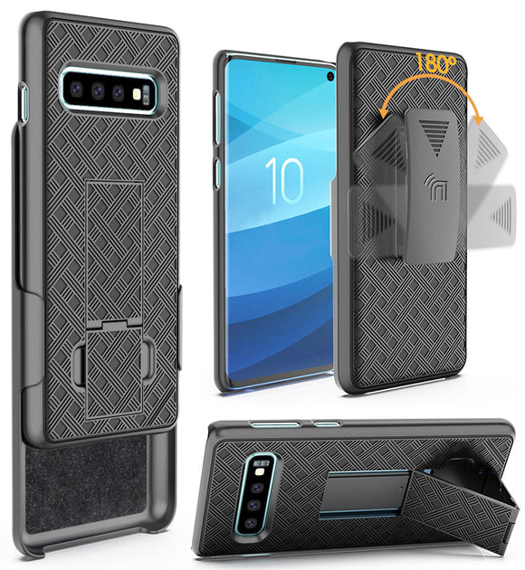 Kickstand Case Slim Hard Cover Belt Clip Holster Combo for Samsung Galaxy S10
