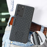 Black Case Cover Stand and Belt Clip Holster for Samsung Galaxy S21 Ultra Phone