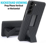 Black Hard Case Cover Stand and Belt Clip Holster Combo for Samsung Galaxy S22