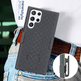 Black Hard Case Cover Stand and Belt Clip Holster Combo for Galaxy S22 Ultra