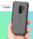 Black Kickstand Case Cover + Belt Clip Holster for Samsung Galaxy S9 Plus, S9+