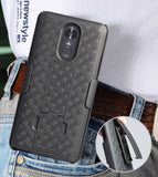 Black Ribbed Case Kickstand Cover + Belt Clip Holster for LG Stylo 4, Q Stylus