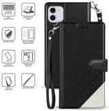 Wallet Case Credit Card Slot Cover Stand Wrist Strap for iPhone 12 / 12 Pro