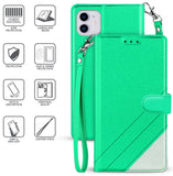 Wallet Case Credit Card Slot Cover Stand Wrist Strap for iPhone 12 / 12 Pro